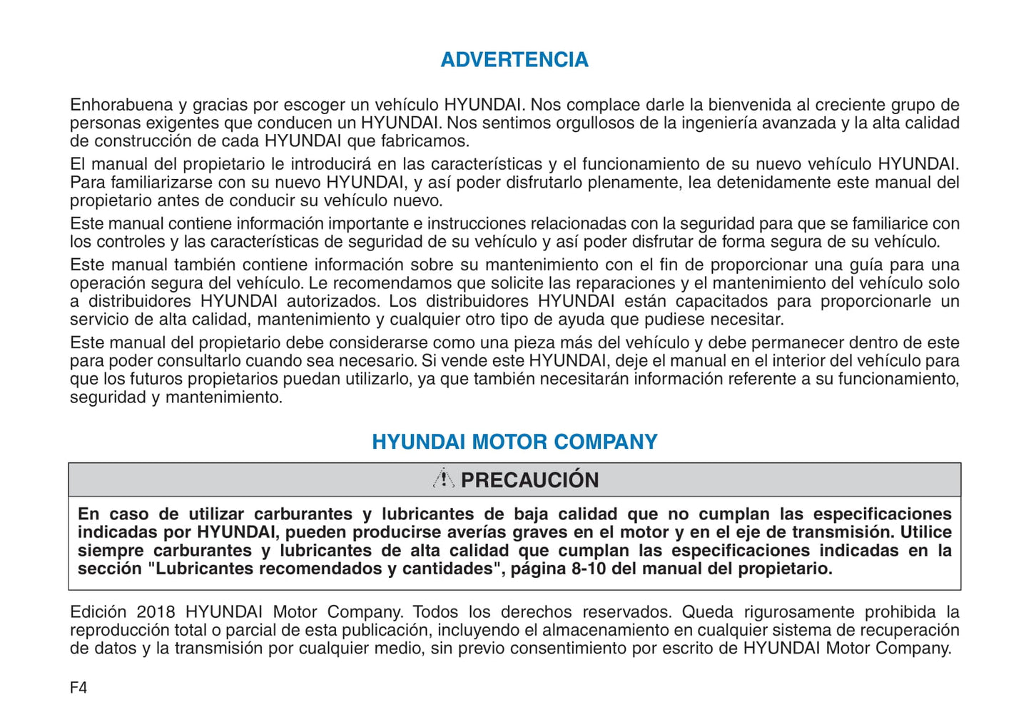 2018-2019 Hyundai i30 Bedienungsanleitung | Spanisch