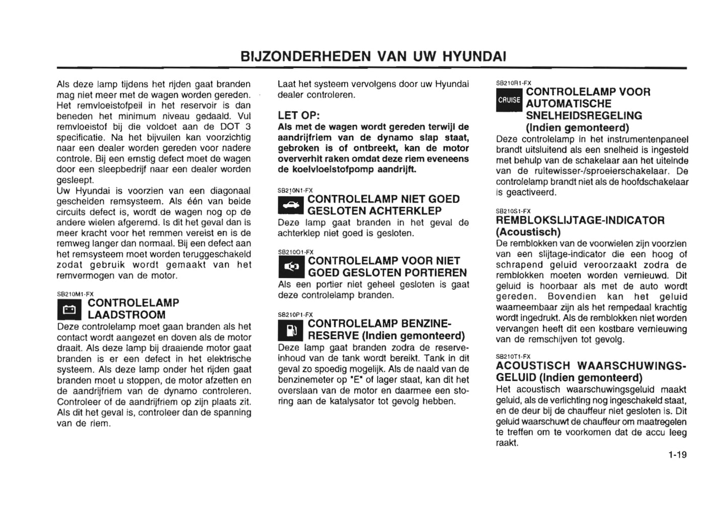1996-1997 Hyundai Lantra Owner's Manual | Dutch