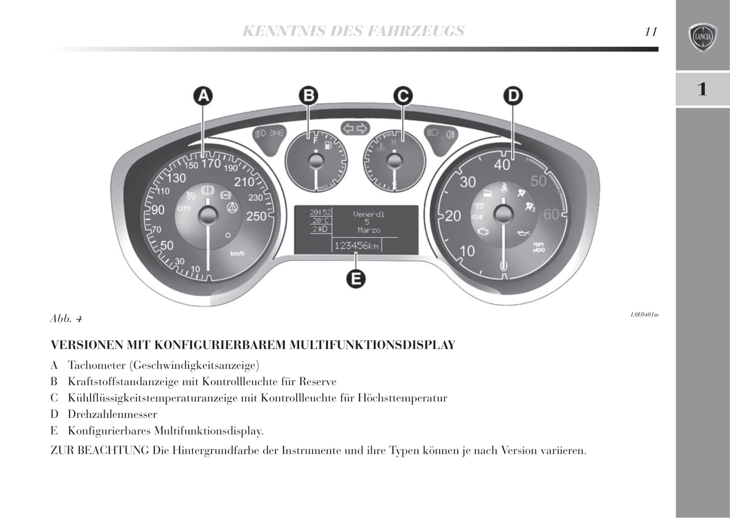 2011-2015 Lancia Delta Manuel du propriétaire | Allemand