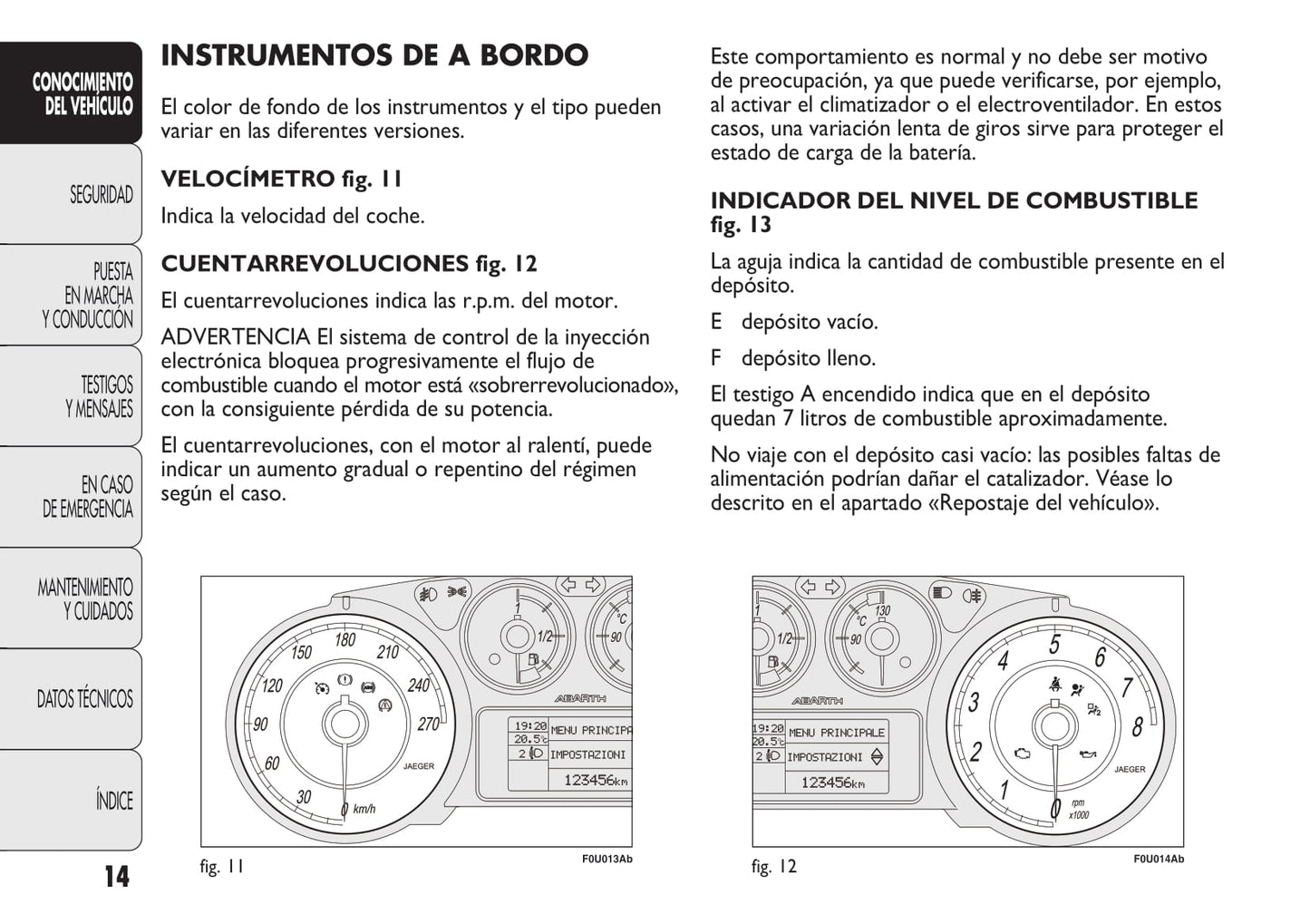 2010-2014 Abarth Punto Owner's Manual | Spanish