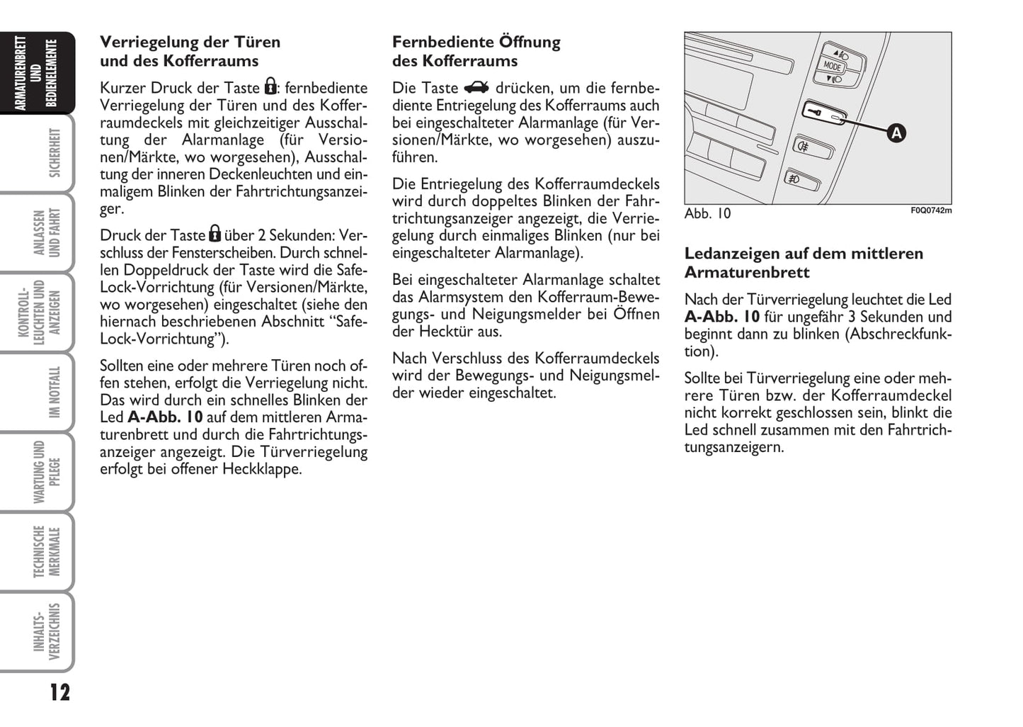 2009-2010 Fiat Bravo Owner's Manual | German