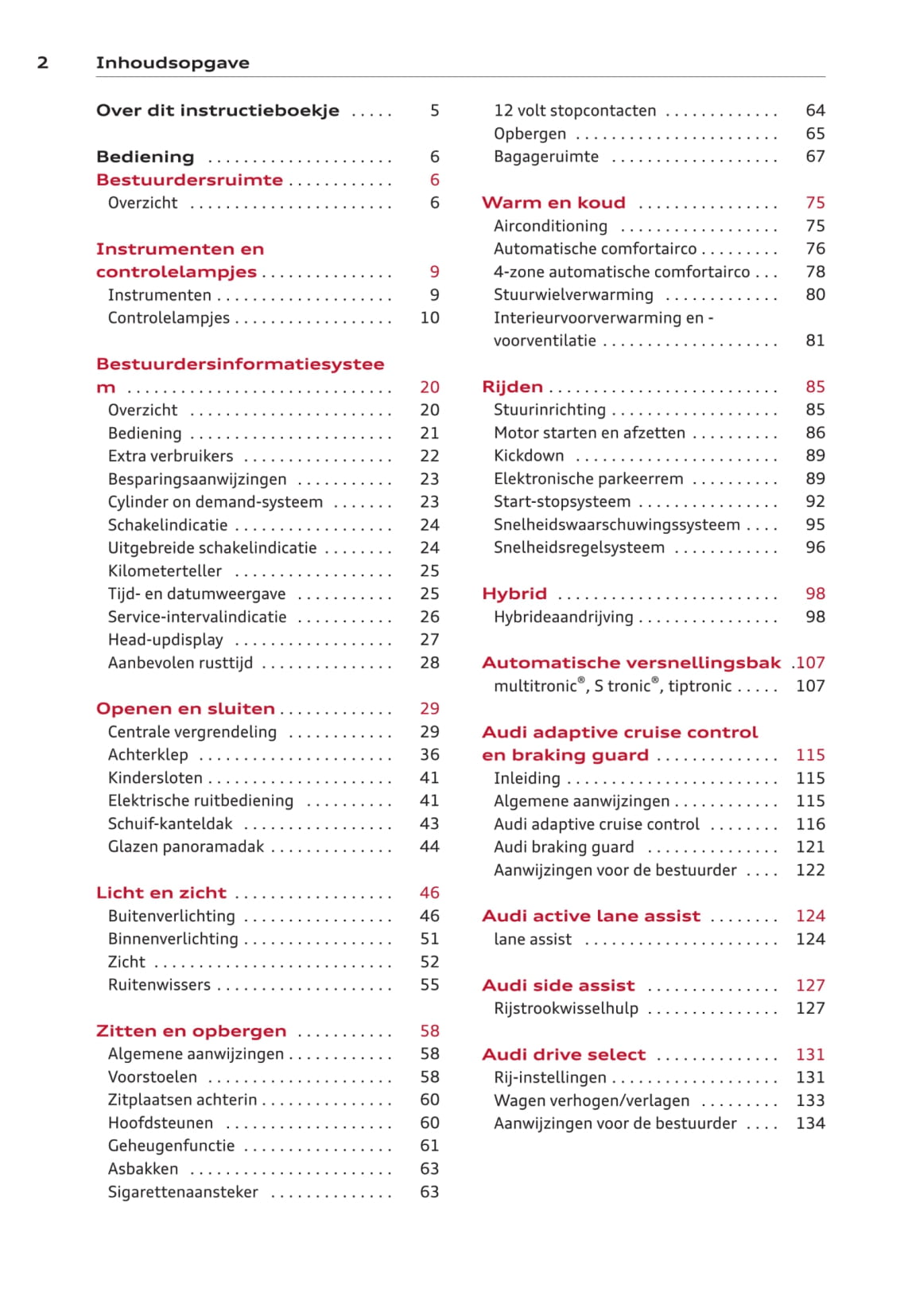 2012-2014 Audi A6/S6 Bedienungsanleitung | Niederländisch