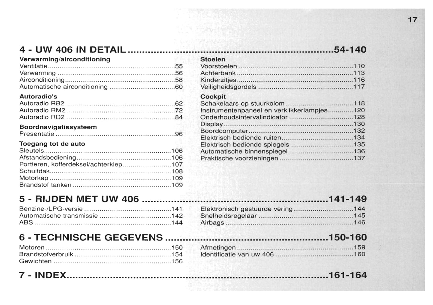 1999-2001 Peugeot 406 Owner's Manual | Dutch