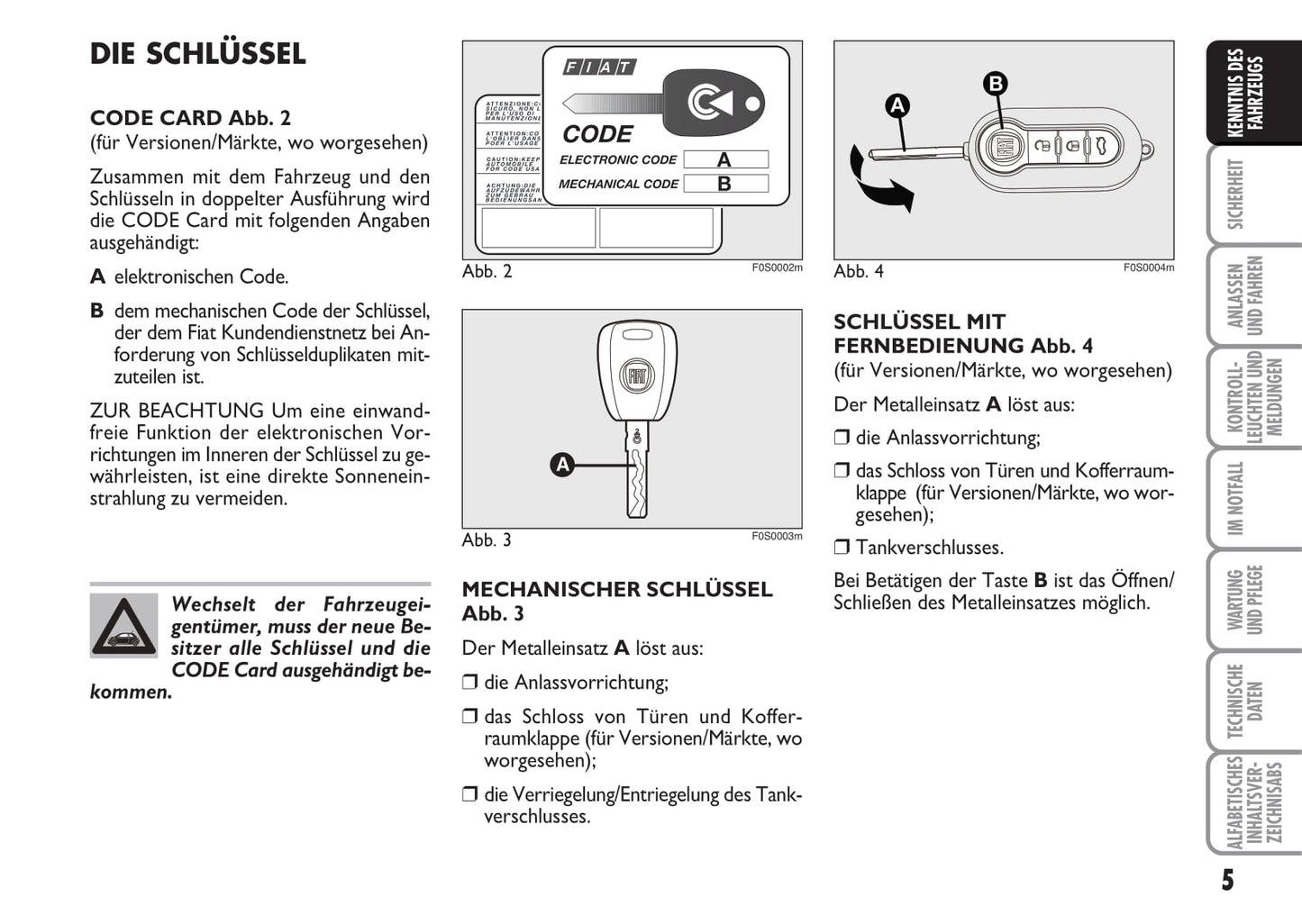 2009-2010 Fiat 500 Owner's Manual | German