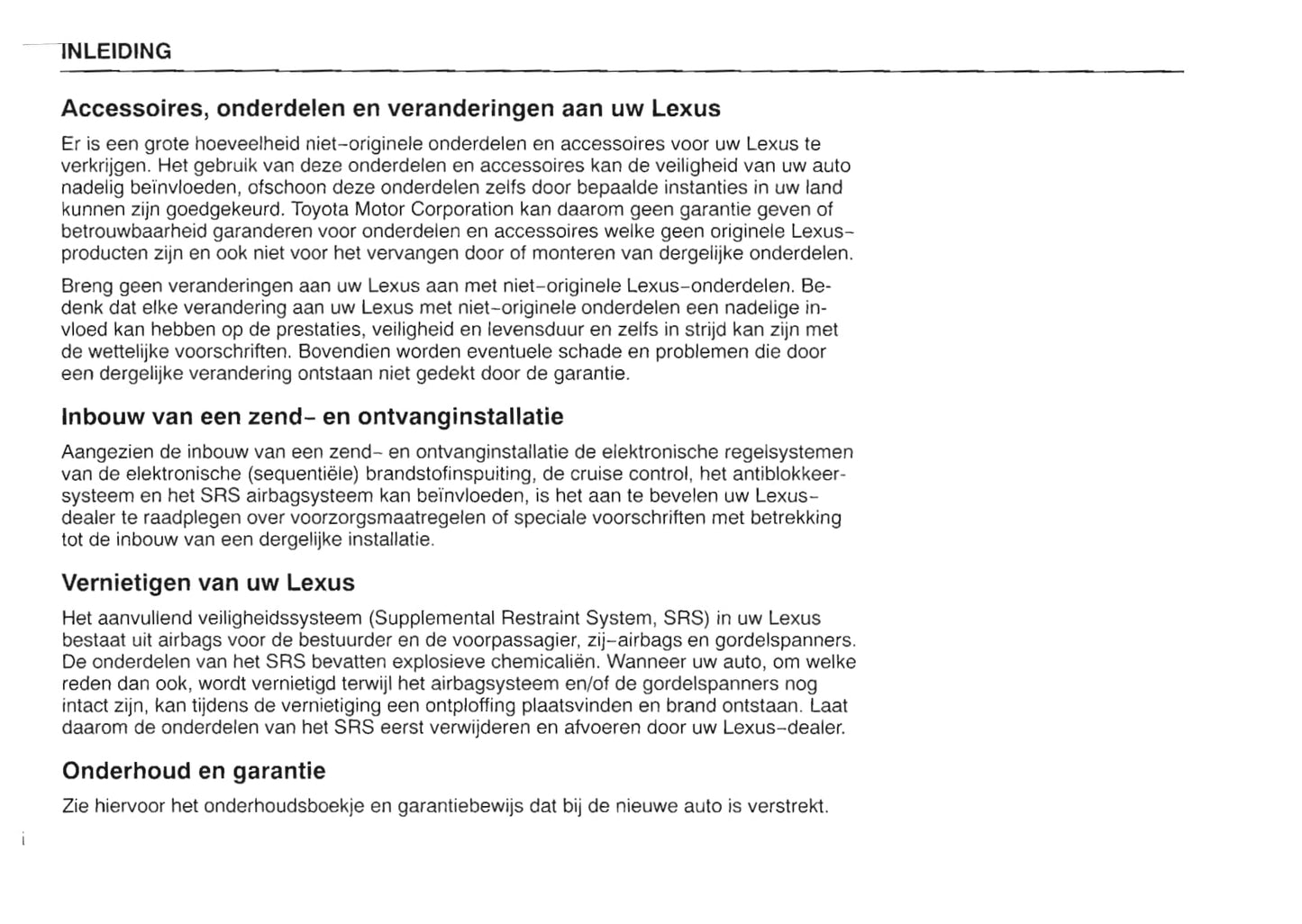 1997-1998 Lexus LS 400 Bedienungsanleitung | Niederländisch