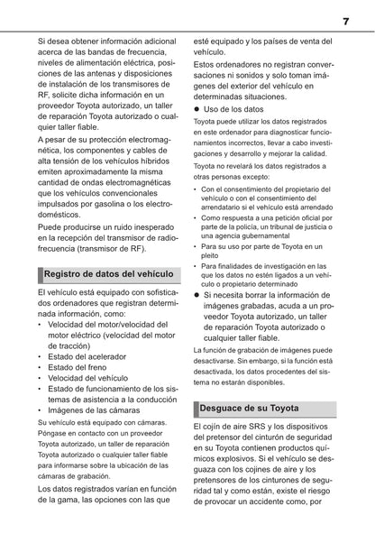 2021-2022 Toyota Yaris Cross Hybrid Bedienungsanleitung | Spanisch