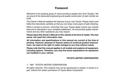 1997 Toyota Tacoma Gebruikershandleiding | Engels