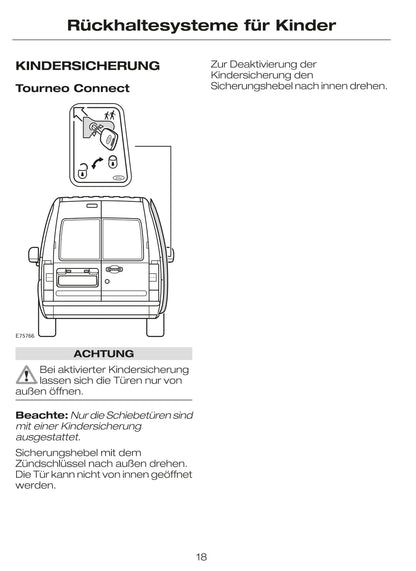 2002-2007 Ford Tourneo Connect / Transit Connect Owner's Manual | German