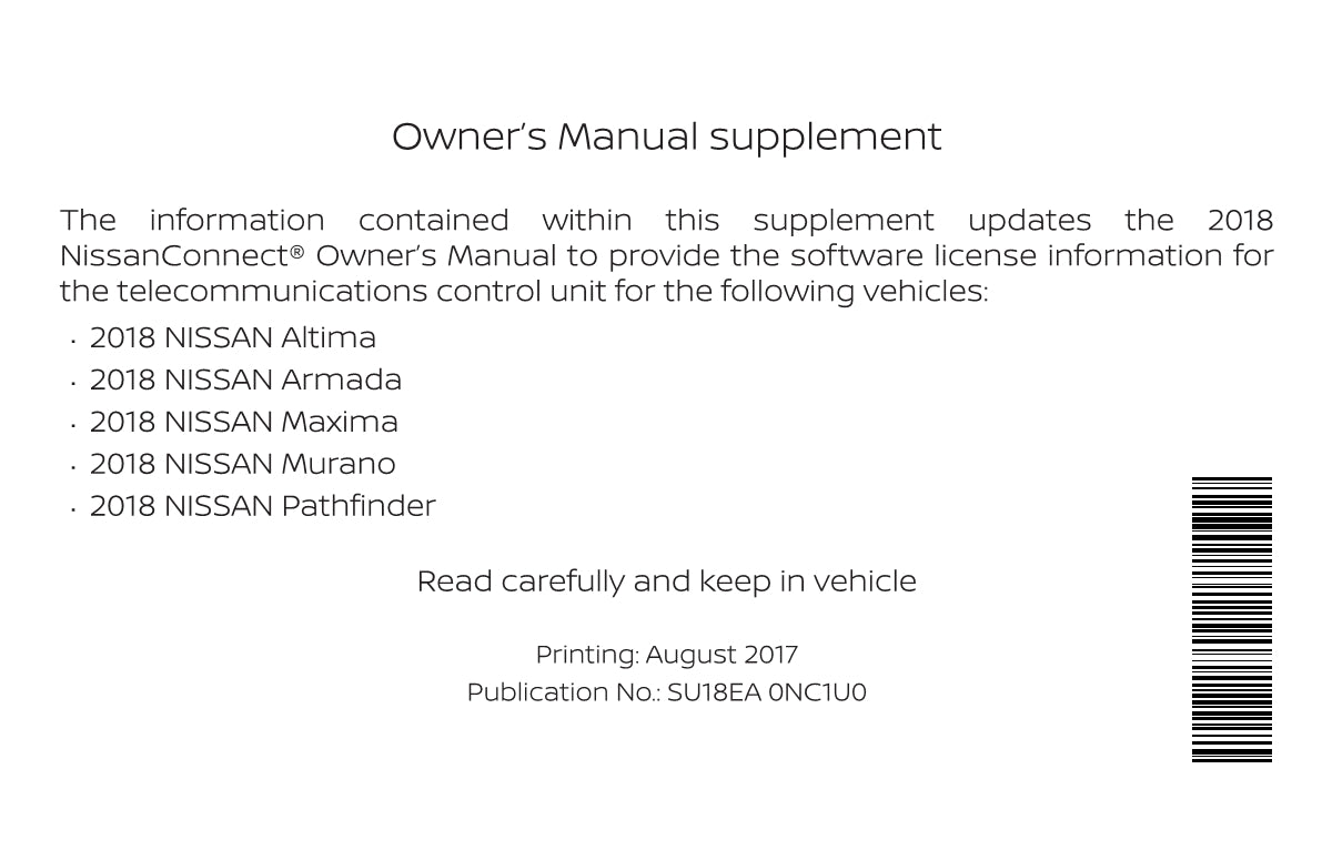 Nissan Connect Owner s Manual 2018 Car Manuals