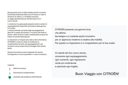 2016-2018 Citroën C4 Cactus Owner's Manual | Italian