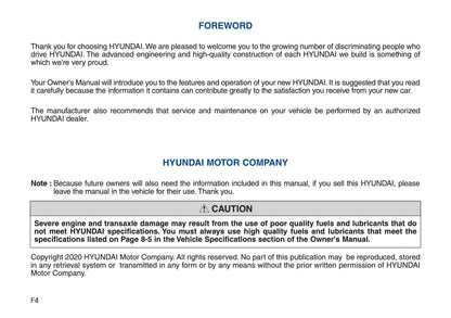 2020-2021 Hyundai i20 Bedienungsanleitung | Englisch