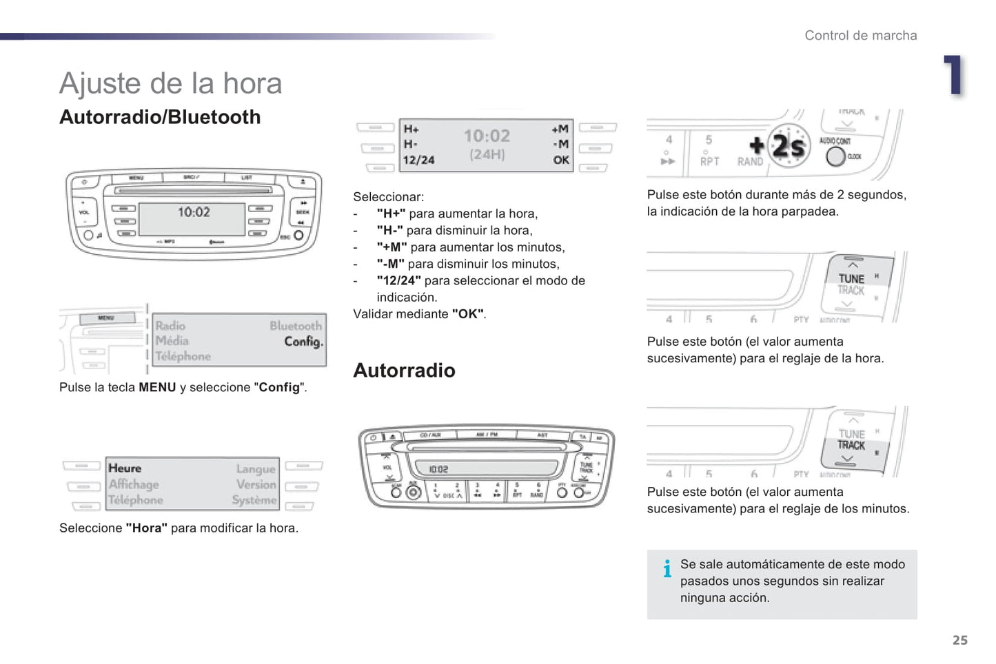 2012-2014 Peugeot 107 Owner's Manual | Spanish