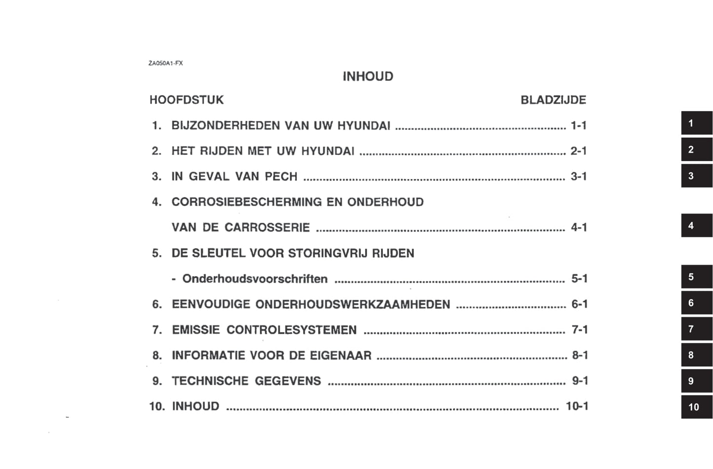 2001-2002 Hyundai Sonata Owner's Manual | Dutch