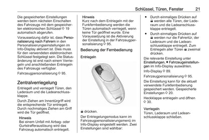 2017-2018 Opel Ampera-e Owner's Manual | German