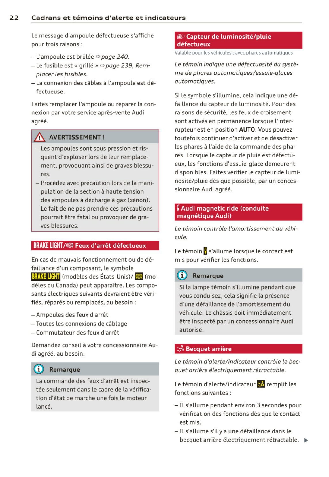 2012-2015 Audi R8 Manuel du propriétaire | Français