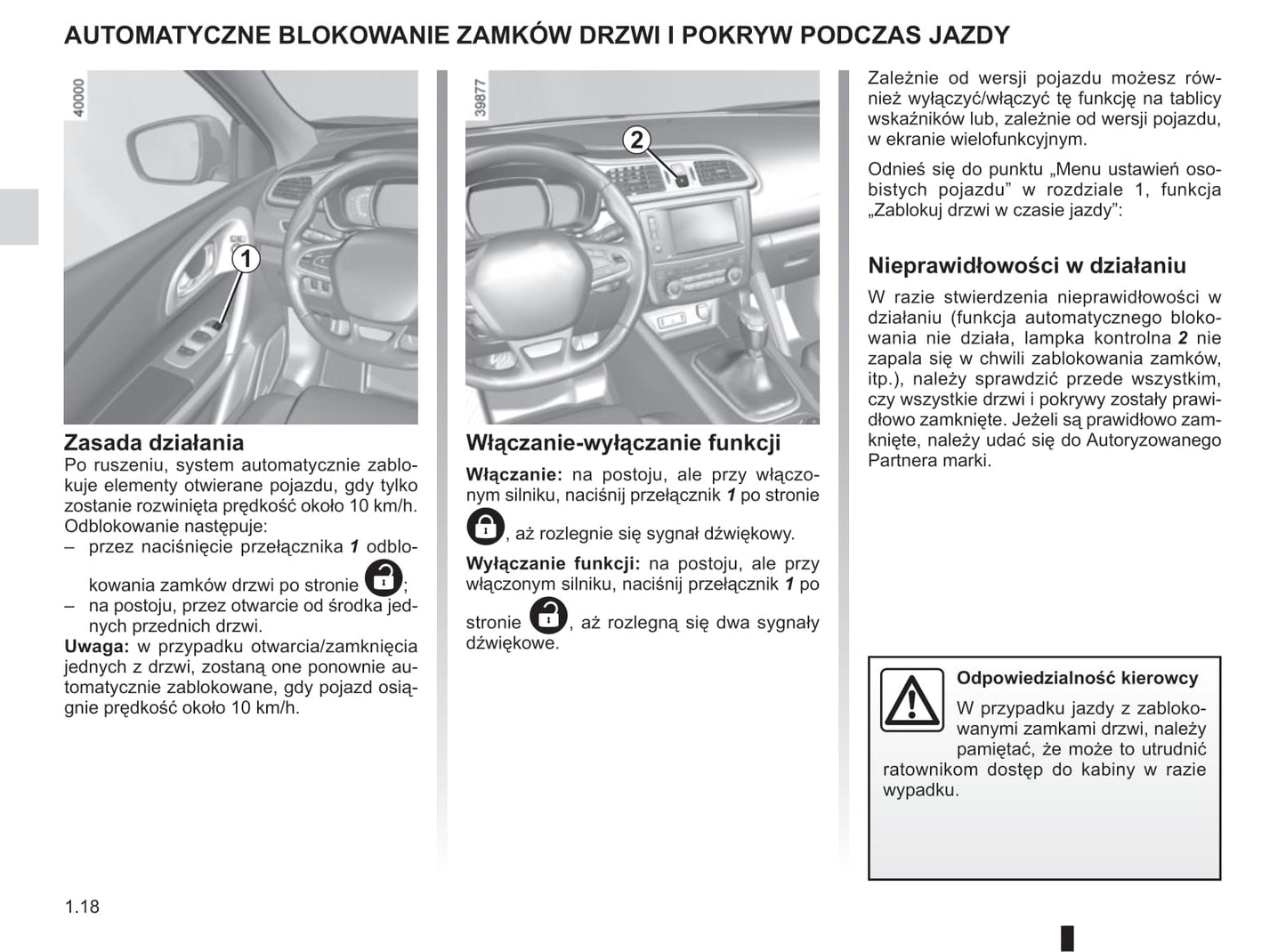 2018-2019 Renault Kadjar Owner's Manual | Polish