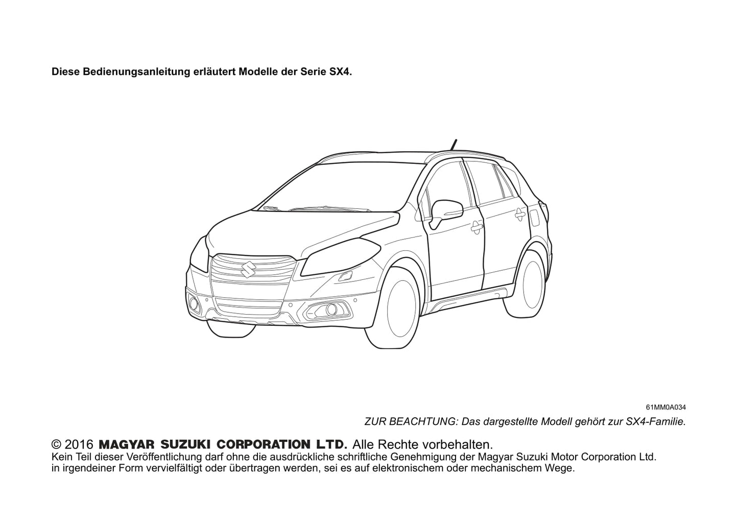 2016-2017 Suzuki SX4 Bedienungsanleitung | Deutsch