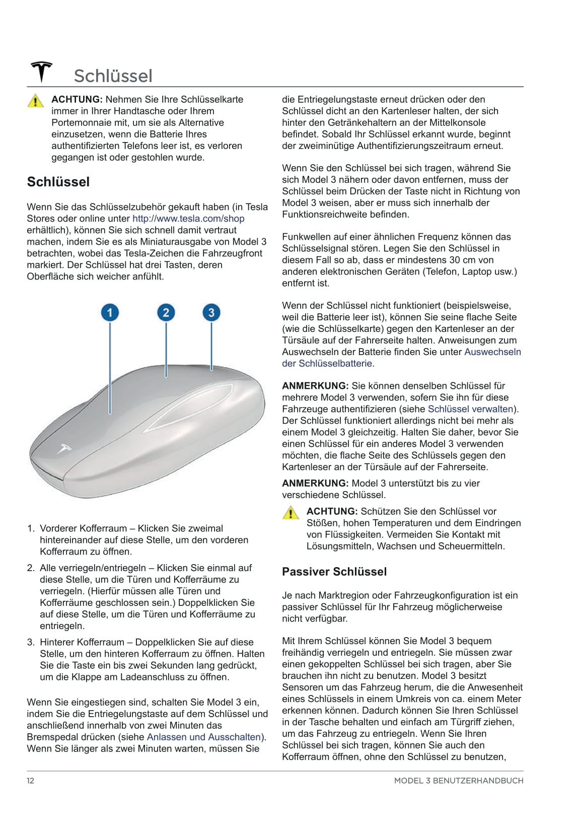 2020 Tesla Model 3 Owner's Manual | German