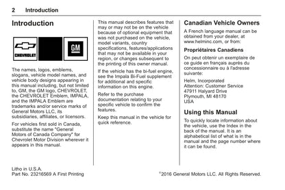 2017 Chevrolet Impala Owner's Manual | English