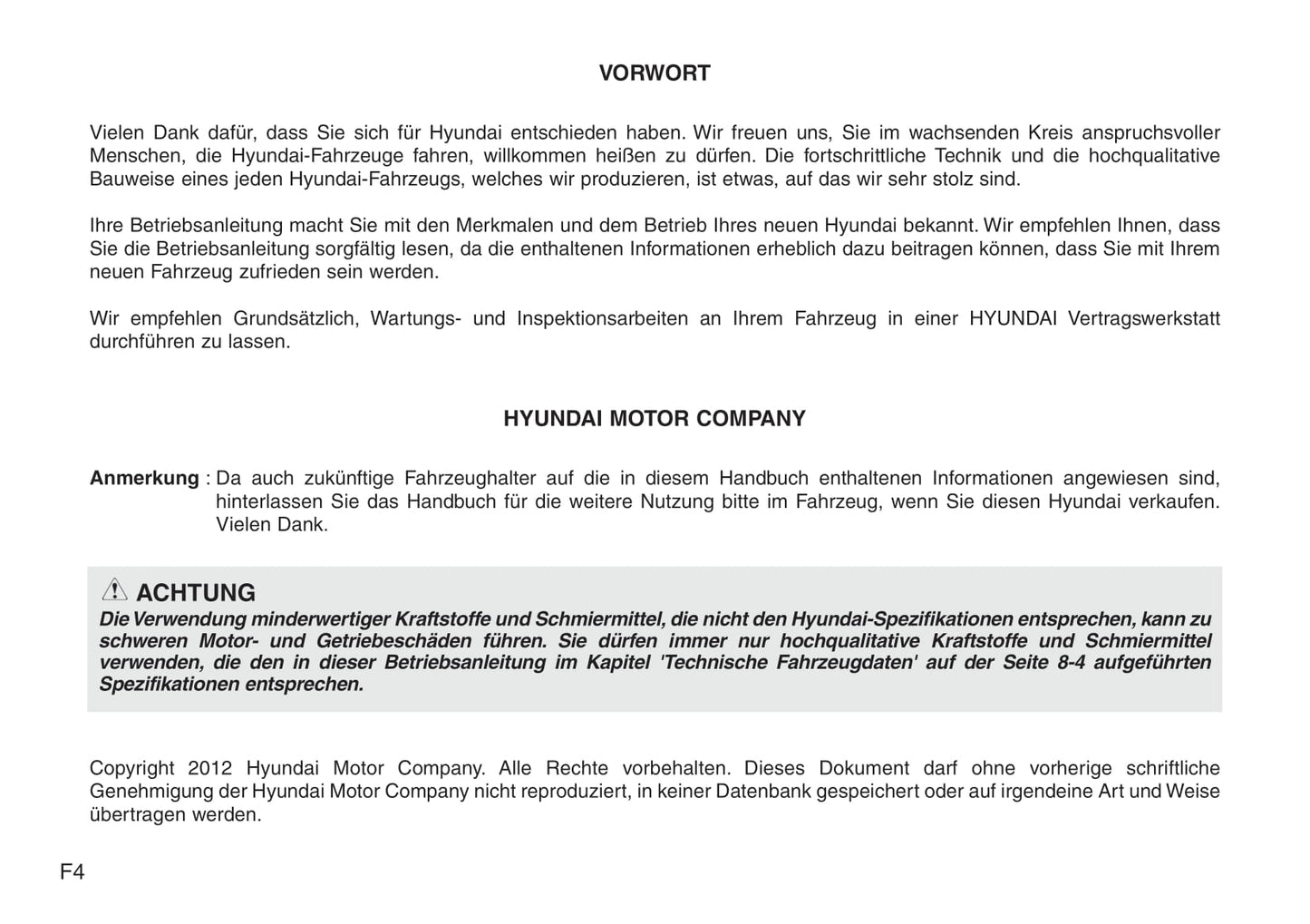 2012-2013 Hyundai Santa Fe Owner's Manual | German