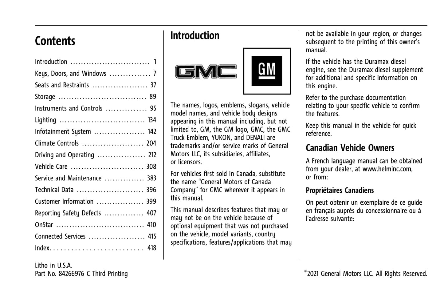 2021 GMC Yukon Owner's Manual | English