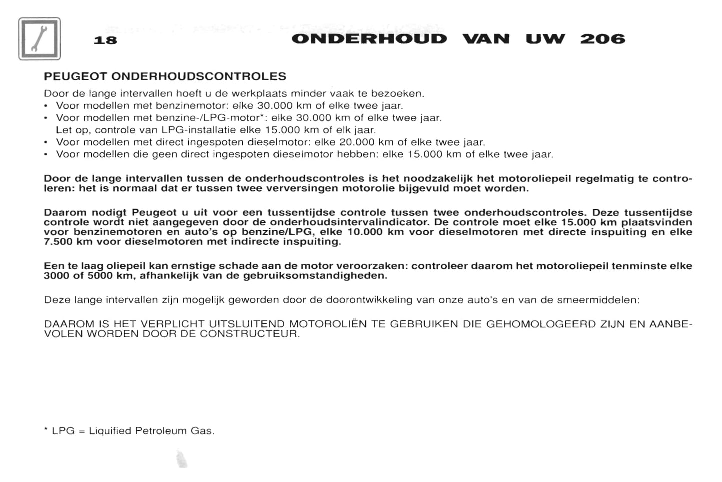 2001-2002 Peugeot 206 Owner's Manual | Dutch