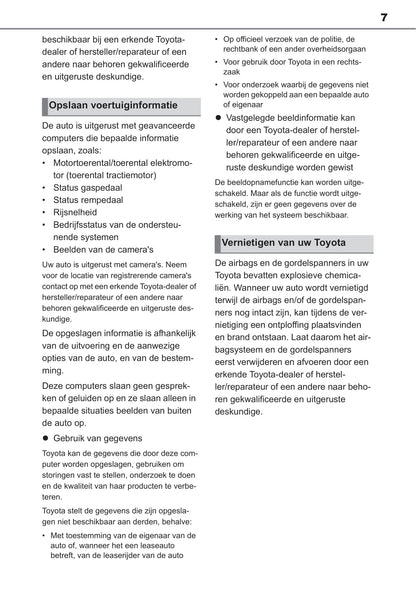 2020-2022 Toyota GR Yaris Bedienungsanleitung | Niederländisch
