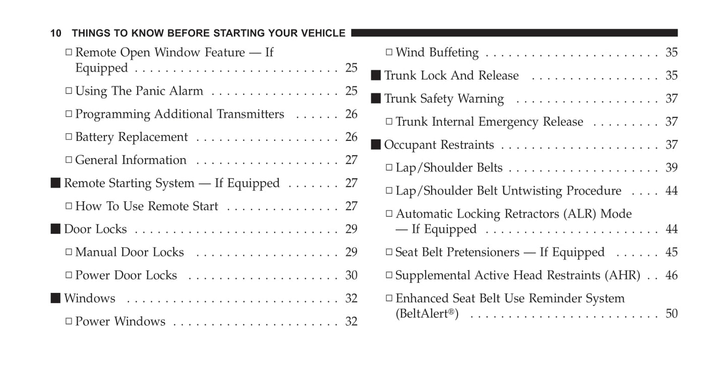 2007-2011 Chrysler Sebring Owner's Manual | English