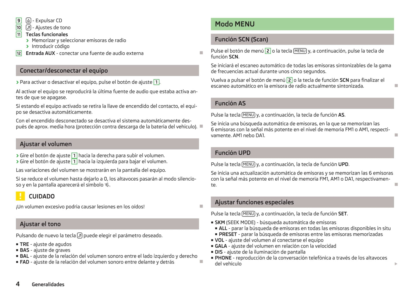 Skoda Radio Funky Manual de Instrucciones 2013