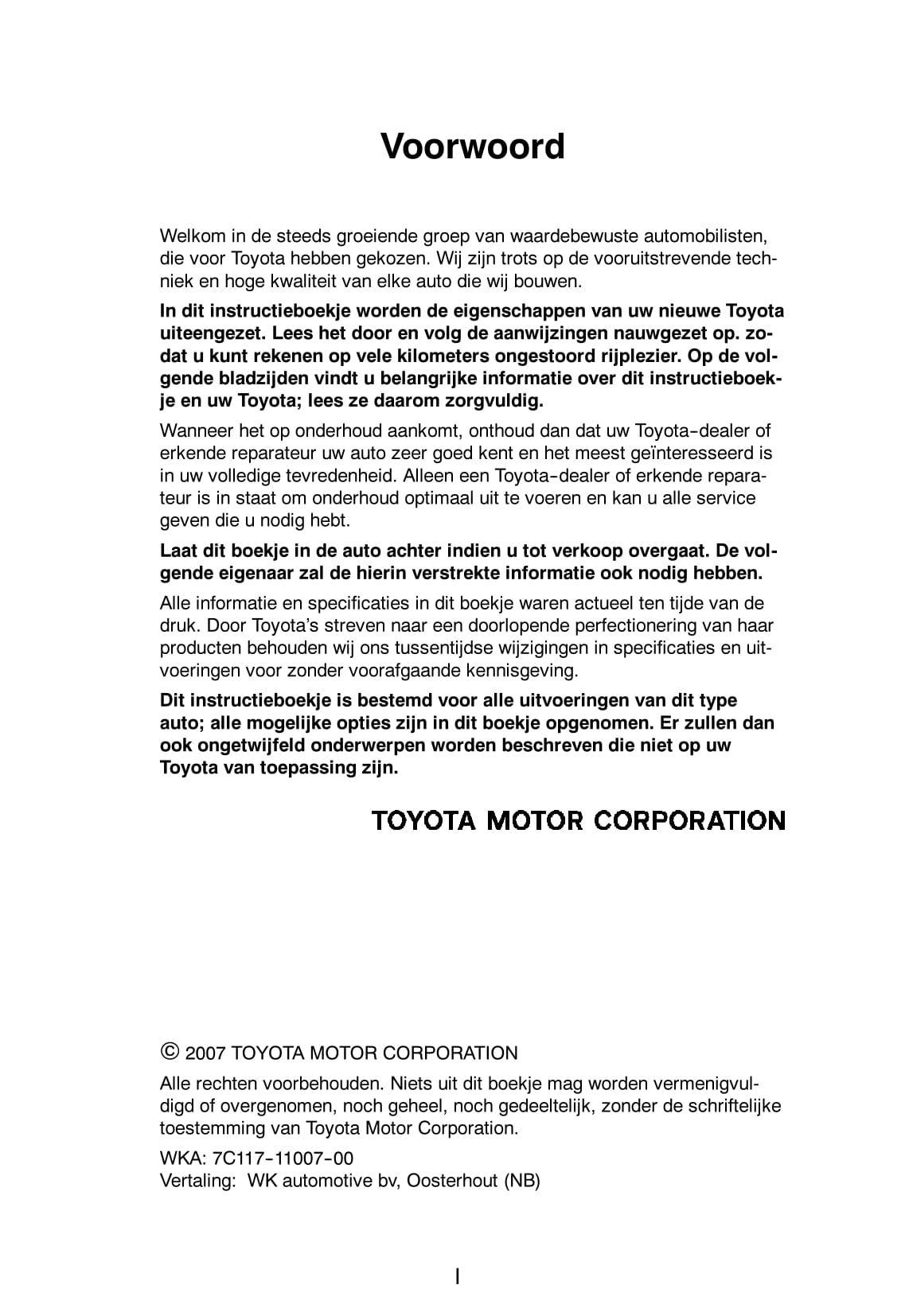 2007-2008 Toyota Corolla Gebruikershandleiding | Nederlands