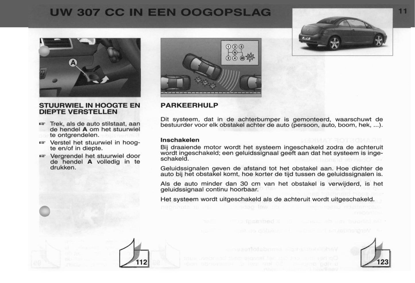 2003 Peugeot 307 CC Manuel du propriétaire | Néerlandais