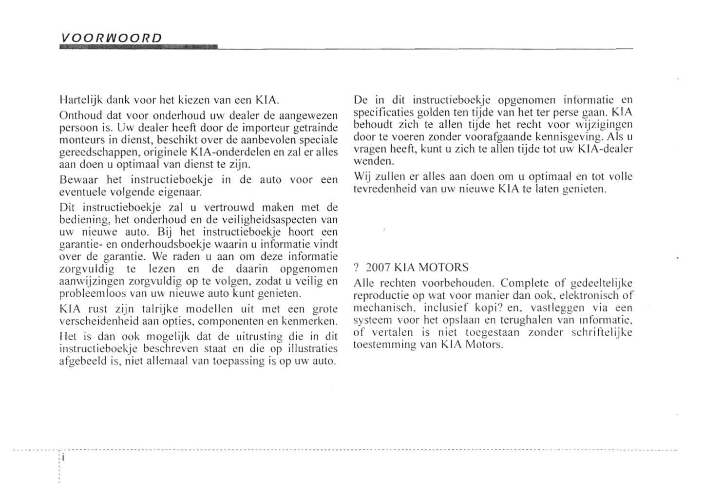 2007-2008 Kia Cee'd Bedienungsanleitung | Niederländisch