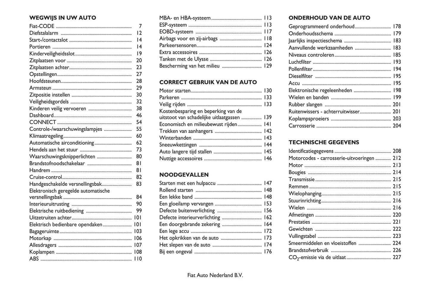 2002-2003 Fiat Ulysse Owner's Manual | Dutch