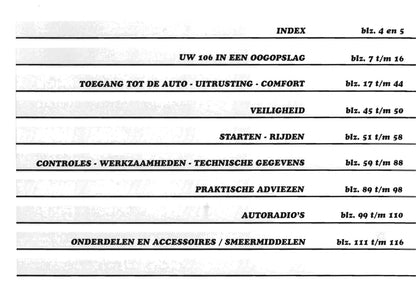 1996-2000 Peugeot 106 Gebruikershandleiding | Nederlands