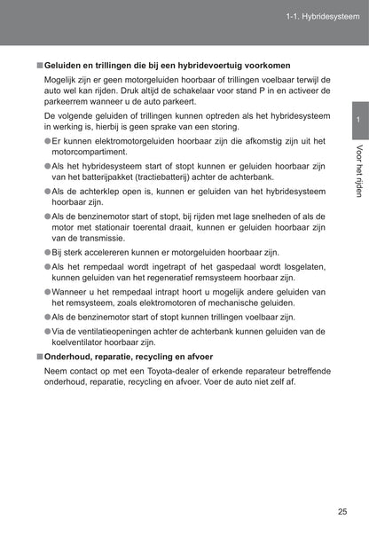 2010-2011 Toyota Auris Hybrid Bedienungsanleitung | Niederländisch