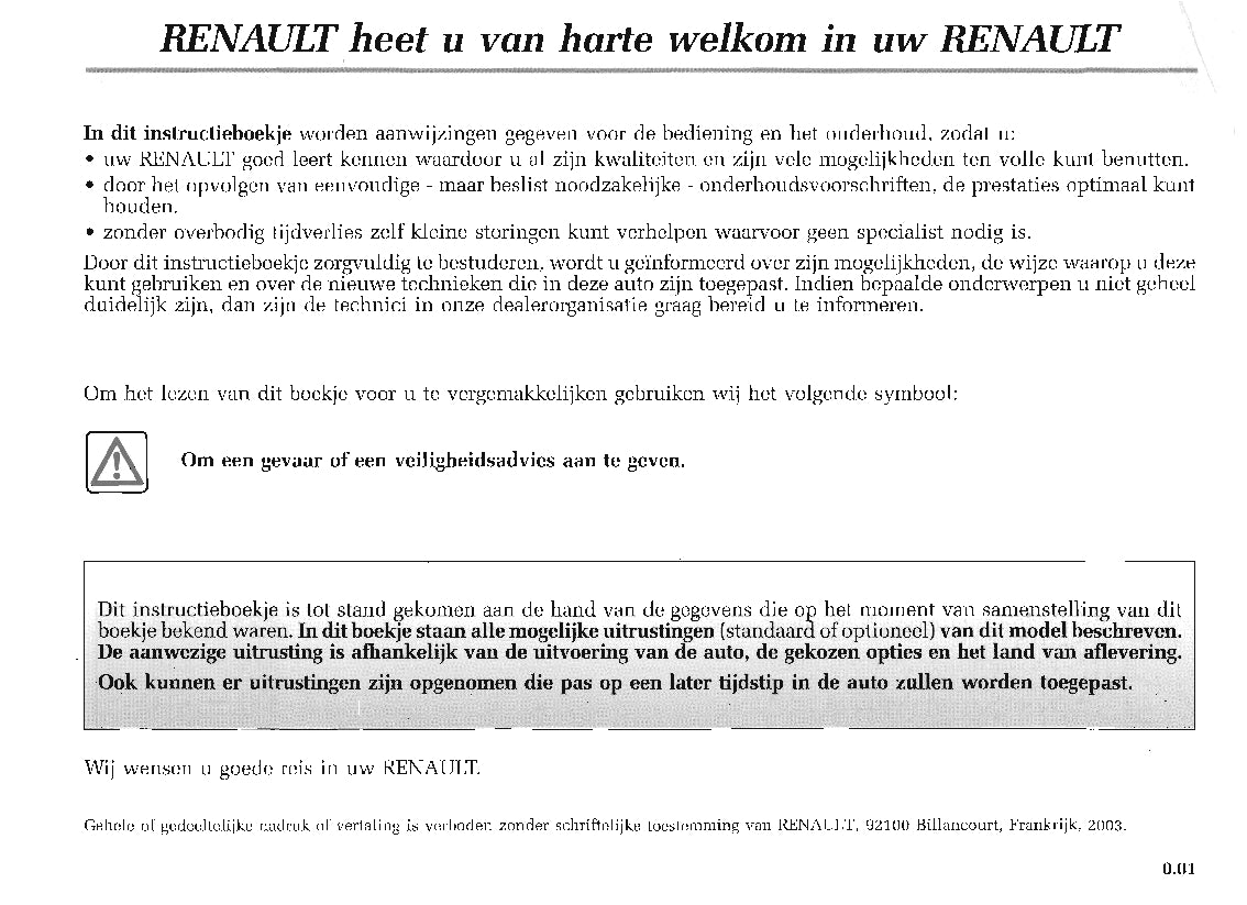 2003-2004 Renault Scenic Owner's Manual | Dutch