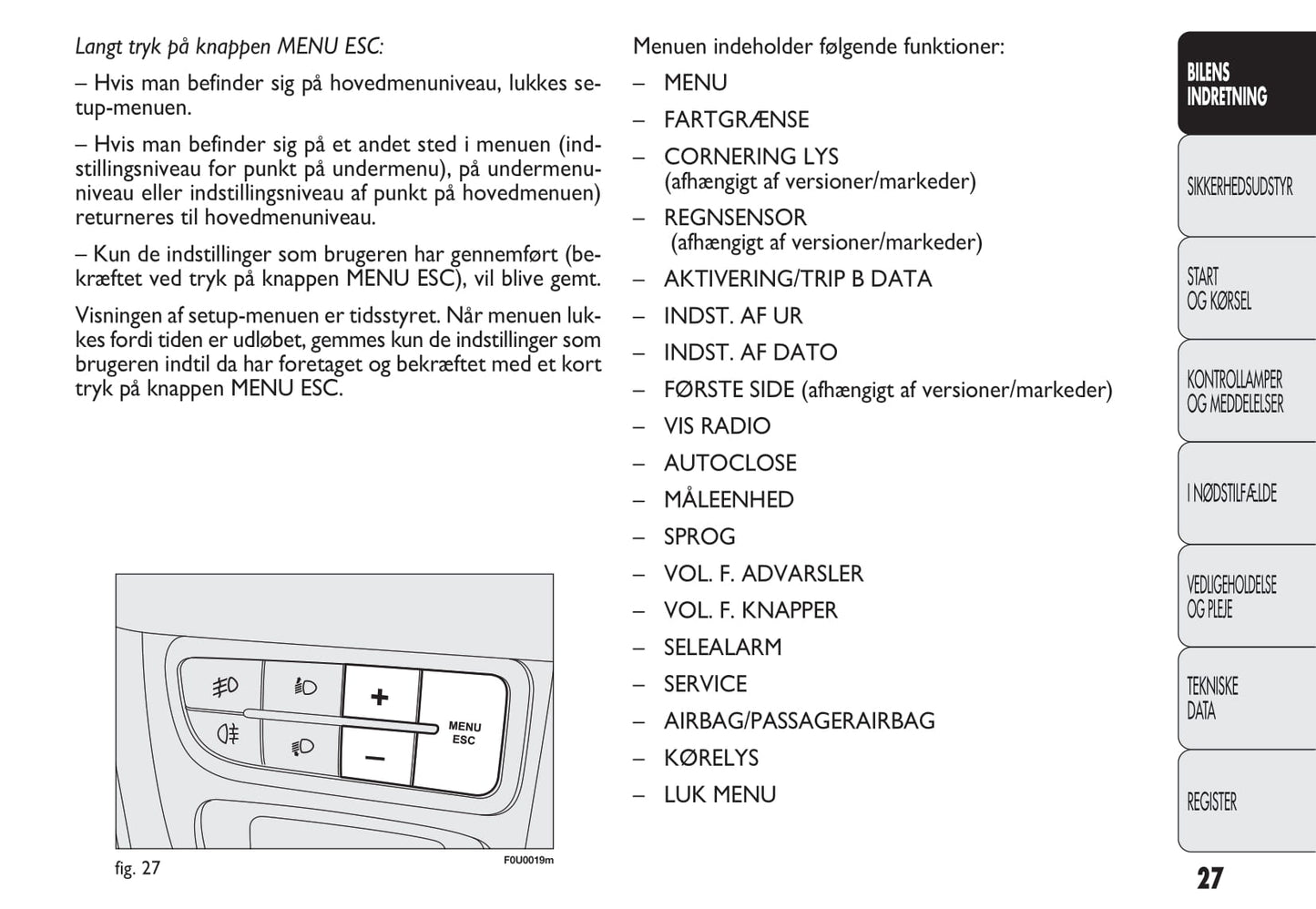 2010-2011 Fiat Punto Evo Owner's Manual | Dansk