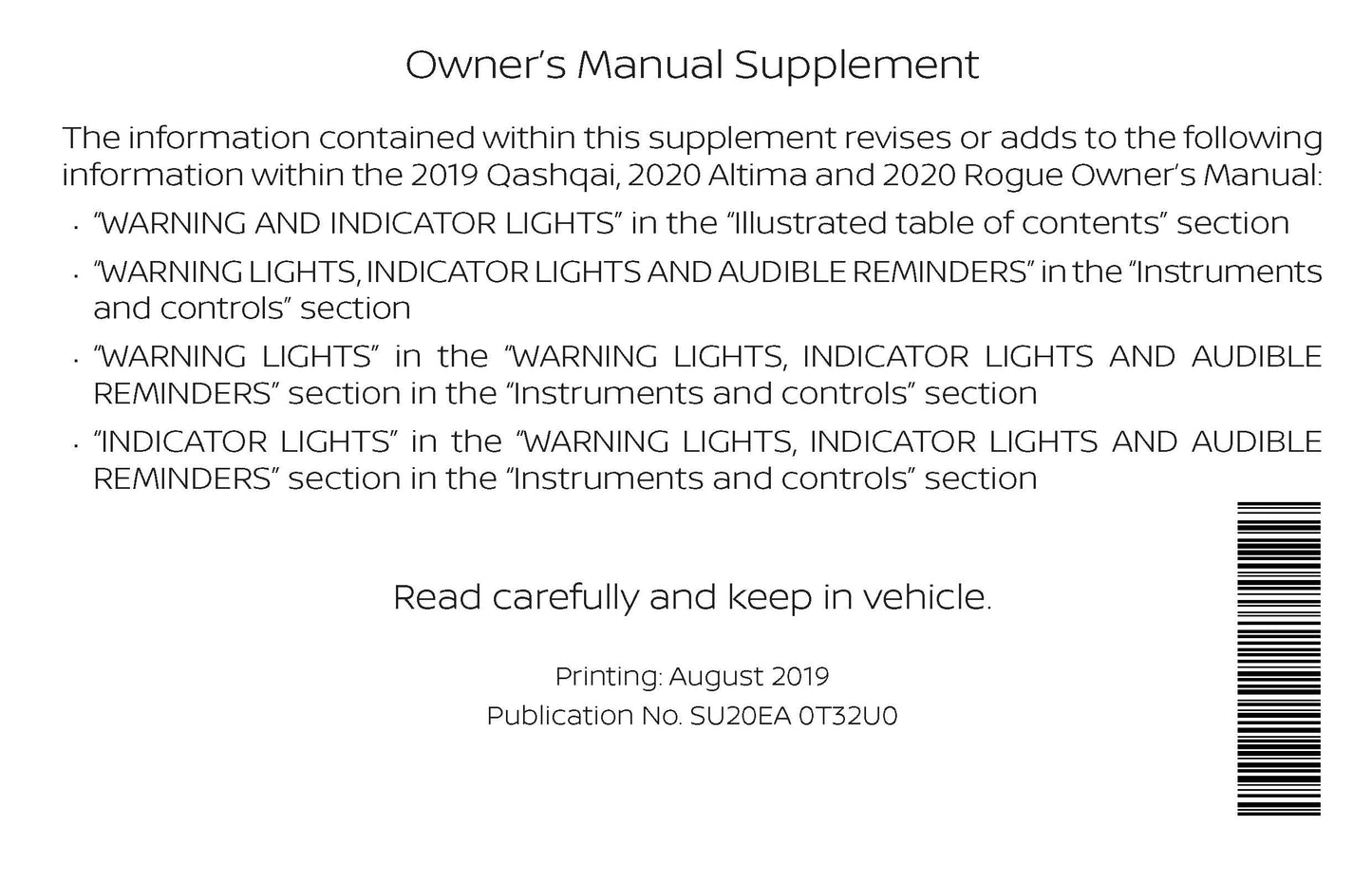 2020 Nissan Rogue Gebruikershandleiding | Engels