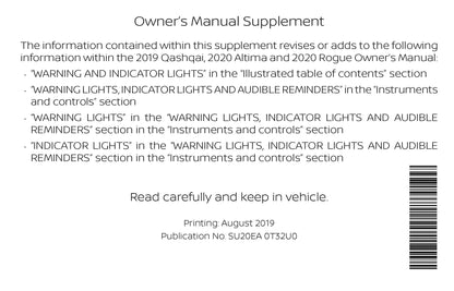 2020 Nissan Rogue Gebruikershandleiding | Engels