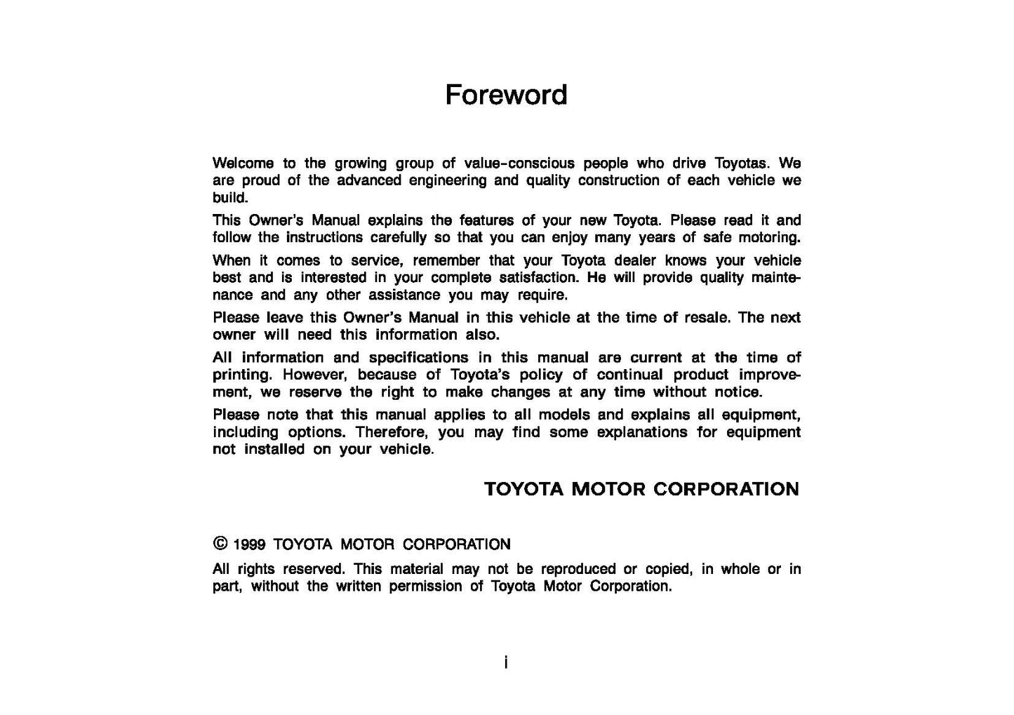 2000 Toyota Tacoma Manuel du propriétaire | Anglais