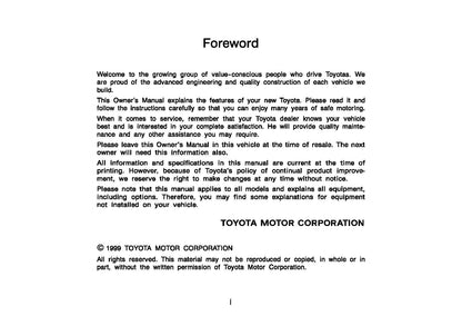 2000 Toyota Tacoma Bedienungsanleitung | Englisch