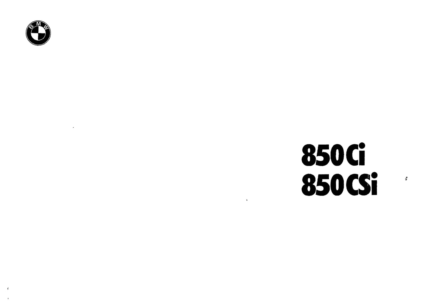 1991 BMW 8 Series Owner's Manual | English