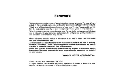1993-1996 Toyota Supra Manuel du propriétaire | Anglais