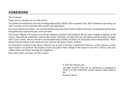 2022 Kia Niro Hybrid Owner's Manual | English