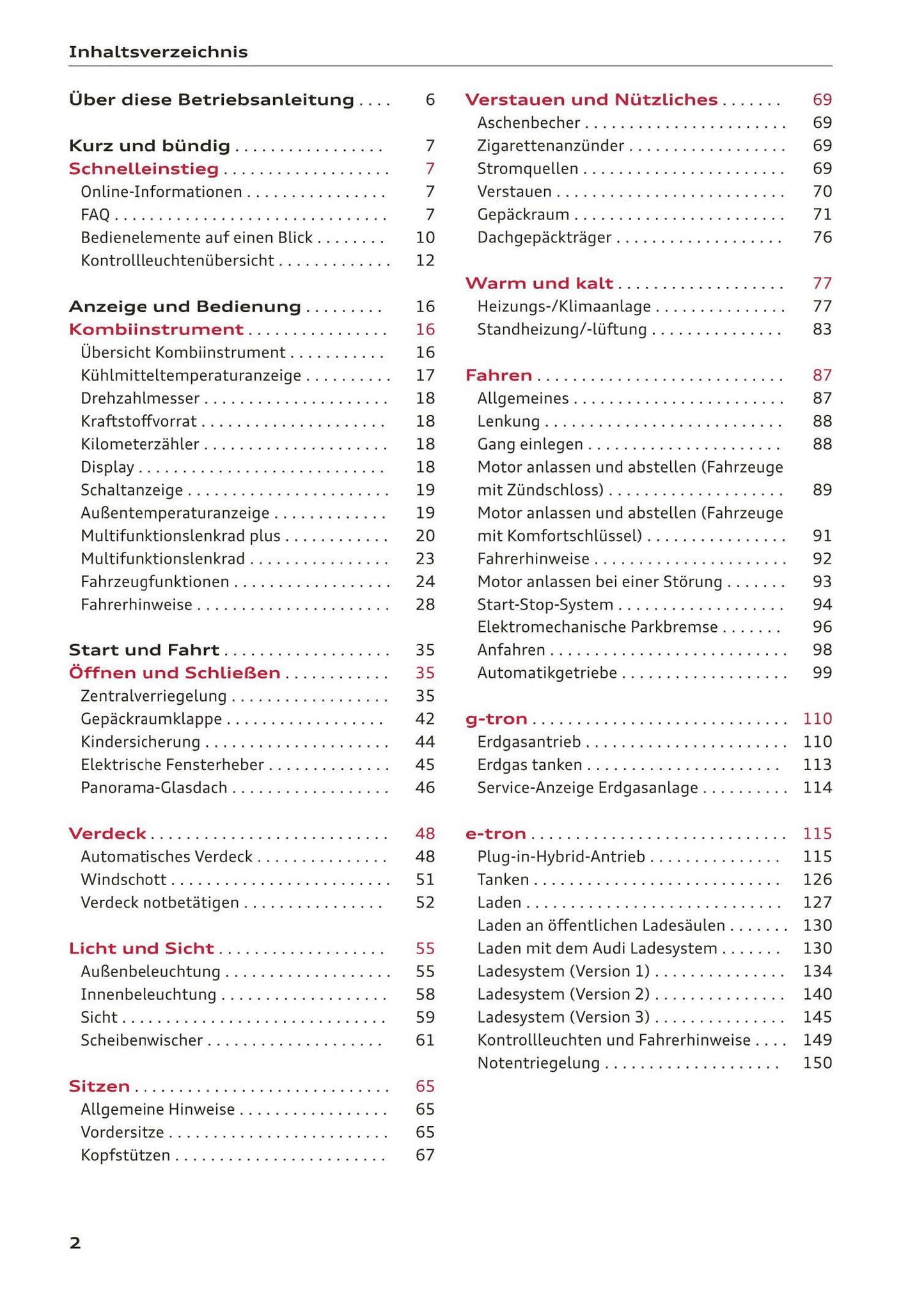 2016-2018 Audi A3 Bedienungsanleitung | Deutsch