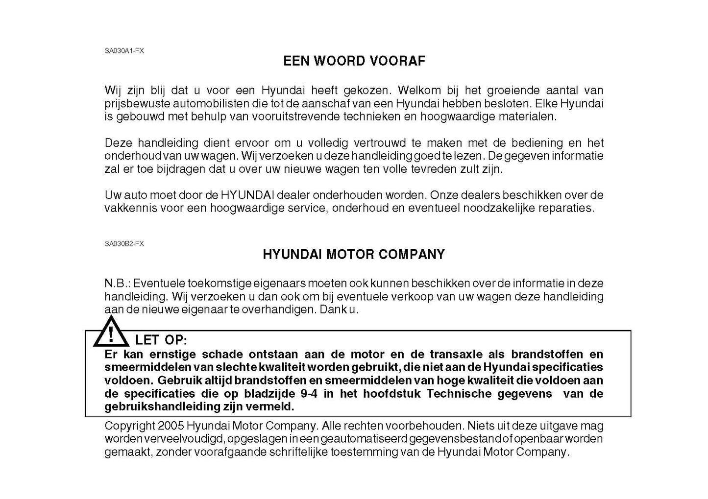 2005-2006 Hyundai Santa Fe Gebruikershandleiding | Nederlands