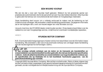2005-2006 Hyundai Santa Fe Bedienungsanleitung | Niederländisch