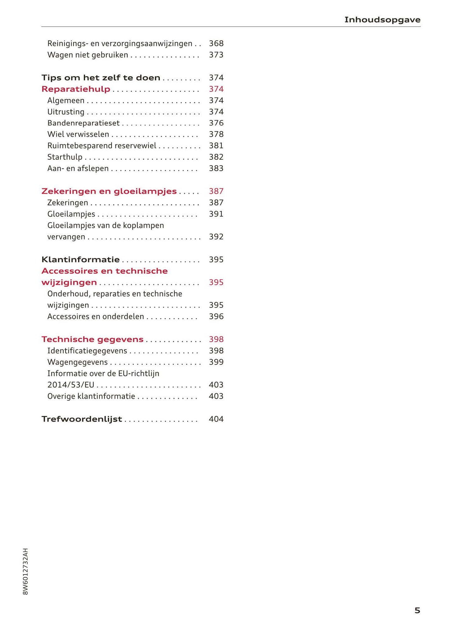 2017-2020 Audi A5/A5 Cabriolet/A5 Coupé/A5 Sportback/A5 Sportback g-tron Owner's Manual | Dutch