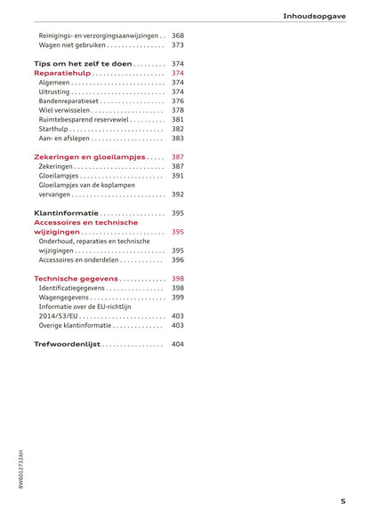 2017-2020 Audi A5/A5 Cabriolet/A5 Coupé/A5 Sportback/A5 Sportback g-tron Owner's Manual | Dutch