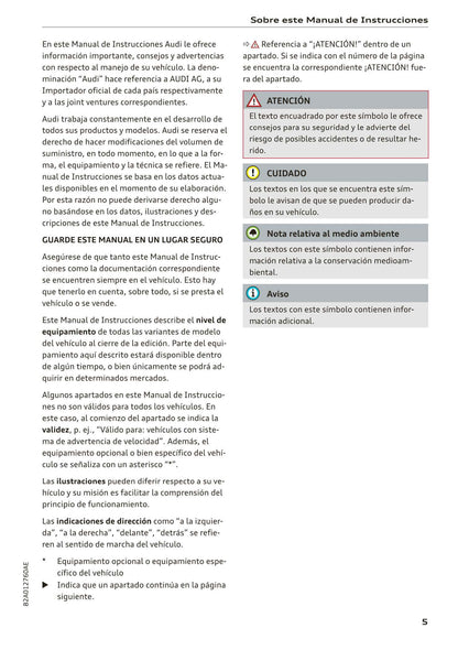 2018-2023 Audi A1 Bedienungsanleitung | Spanisch